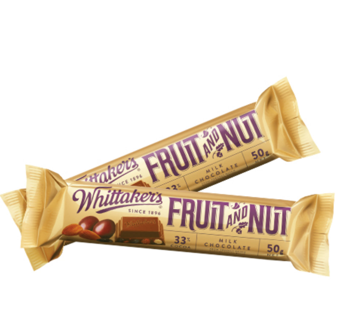 Whittaker’s Fruit & Nut Milk Chocolate Bar 1x50g The Treat Box Collective